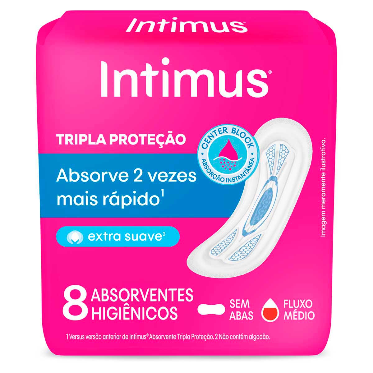 Absorvente Tripla Proteção Suave sem Abas Intimus 8 Unidades