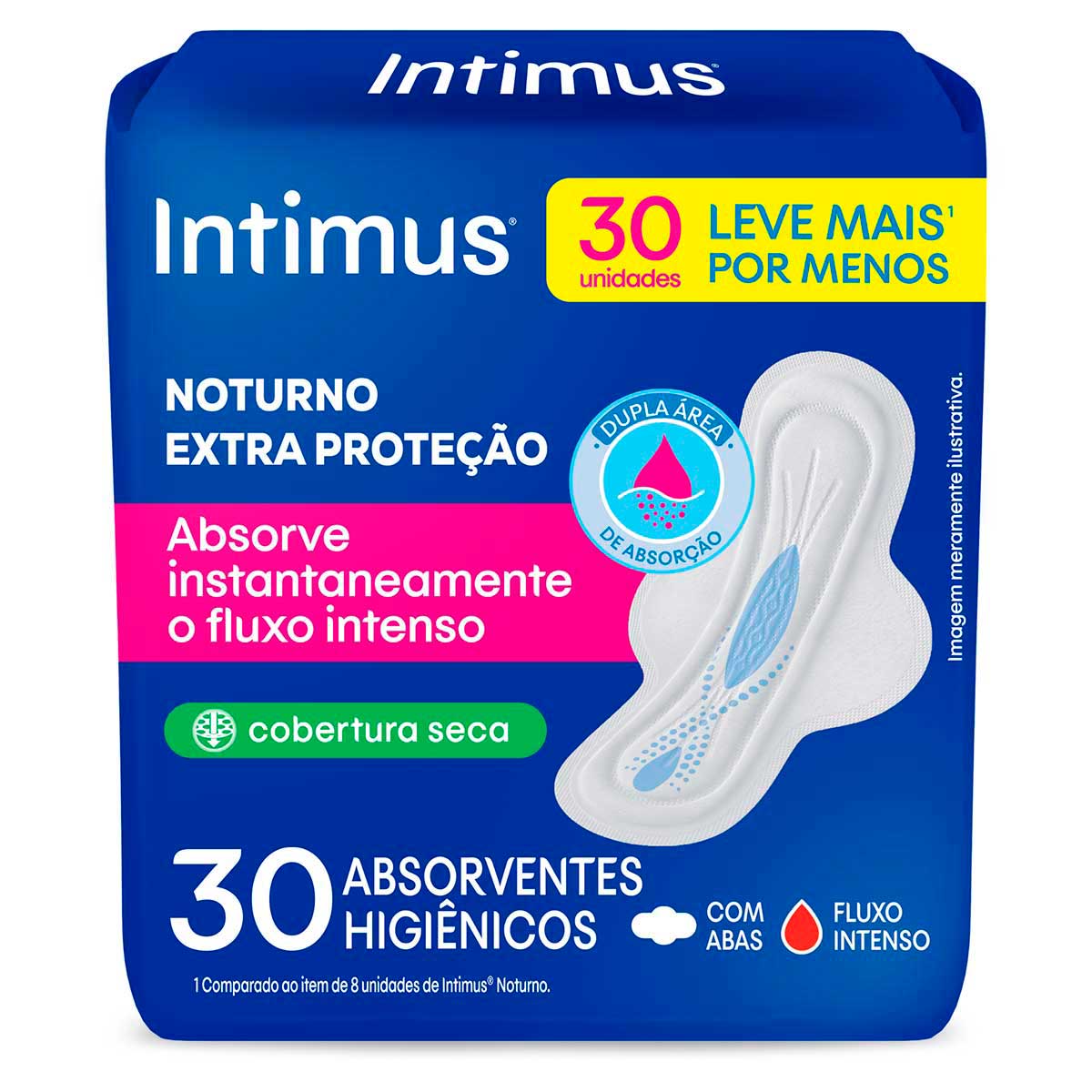 Absorvente Noturno Seca com Abas Intimus 30 Unidades