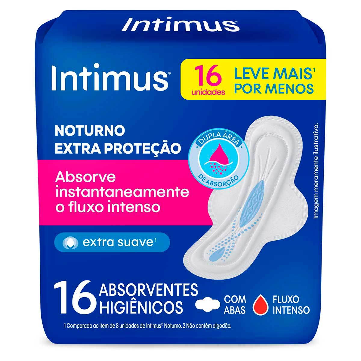 Absorvente Noturno Suave com Abas Intimus 16 Unidades