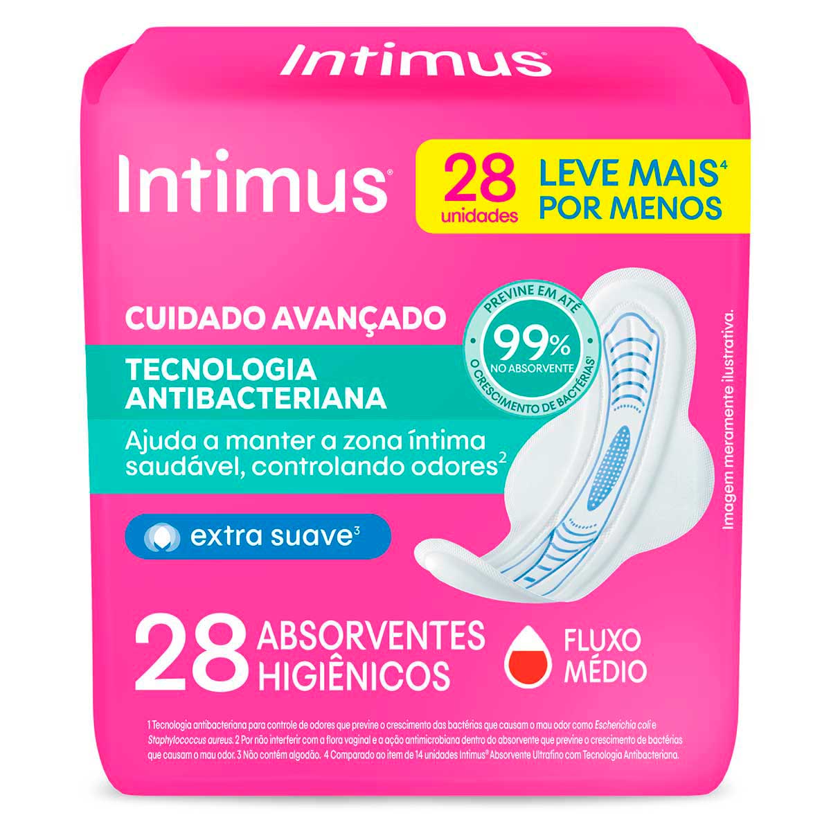 Absorvente Intimus Tecnologia Antibacteriana C/Abas 28 Unidades