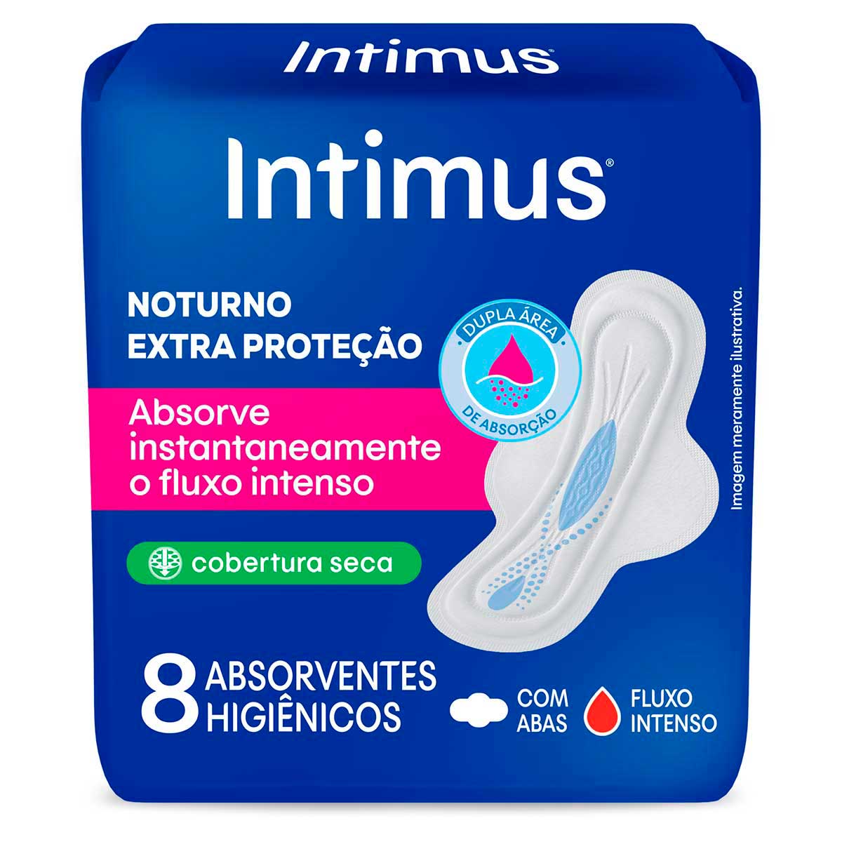 Absorvente Noturno Seca com Abas Intimus 8 Unidades