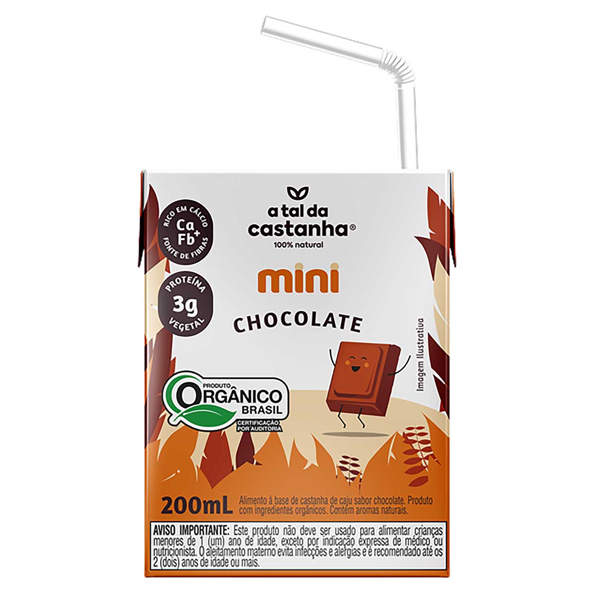 Bebida à Base de Castanha-de-Caju Orgânica Sabor Chocolate A Tal da Castanha Mini 200ml