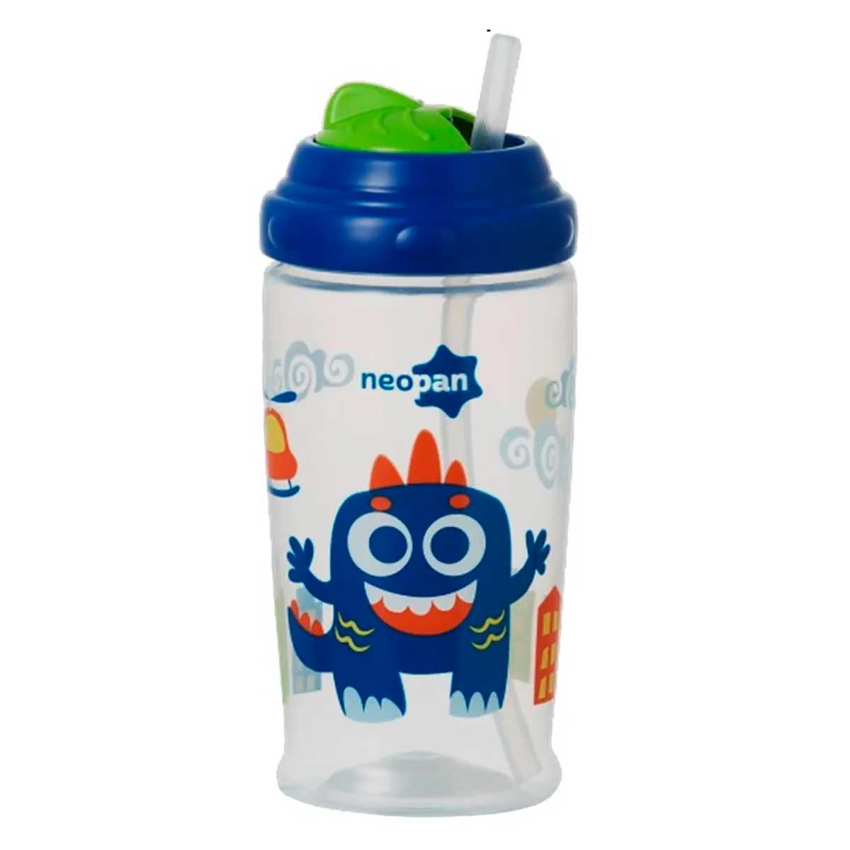 Copo Infantil com Canudo Retrátil Neopan 360ml + 12 Meses Monstrinhos