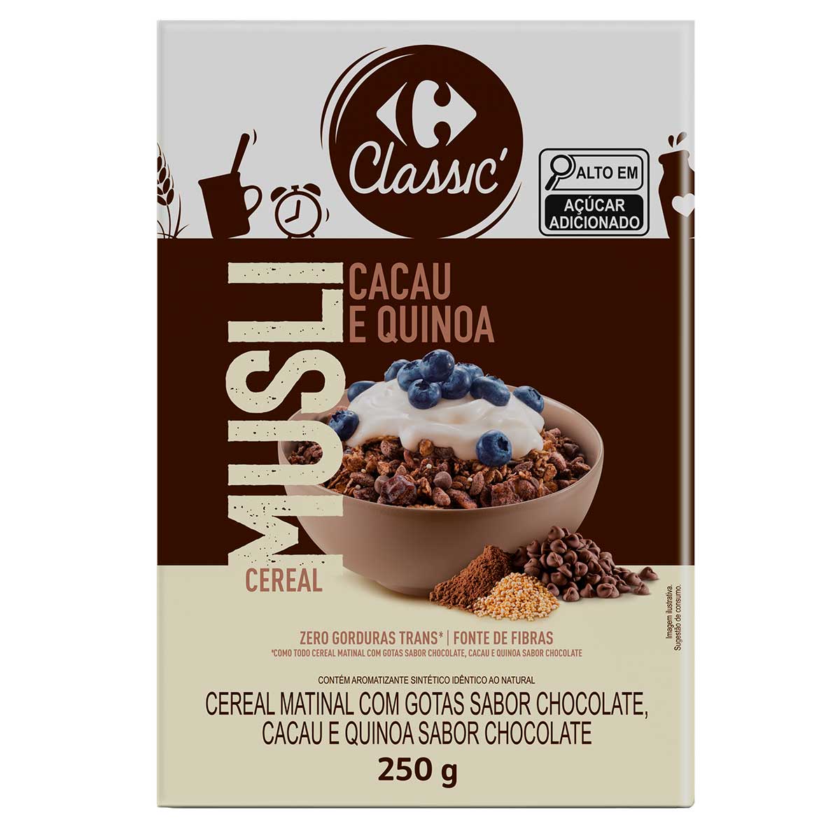 Cereal Matinal Musli Cacau e Quinoa Carrefour Classic 280g