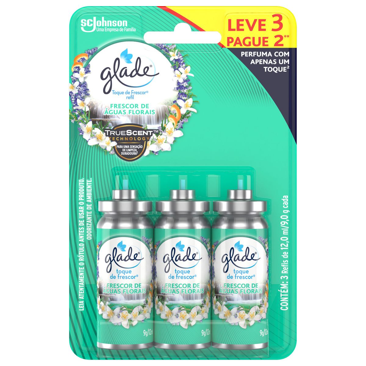 Desodorizador Glade Toque de Frescor Refil Frescor de Águas Florais 12ml Leve 3 Pague 2