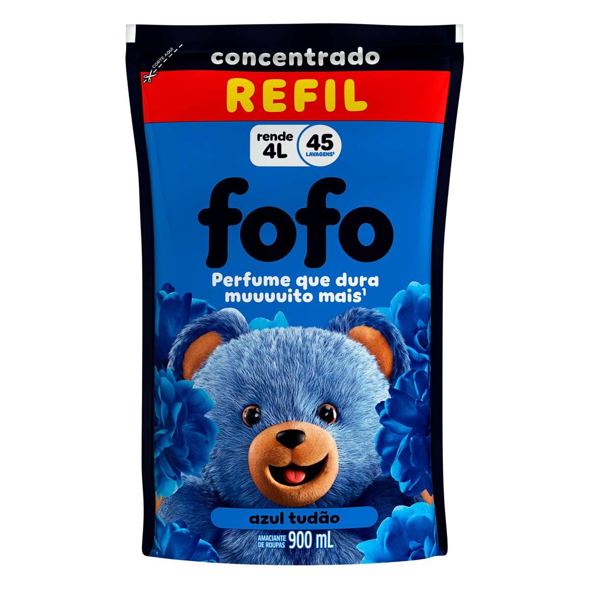 Amaciante de Roupa Concentrado Azul Tudão Fofo Sachê 900ml Refil