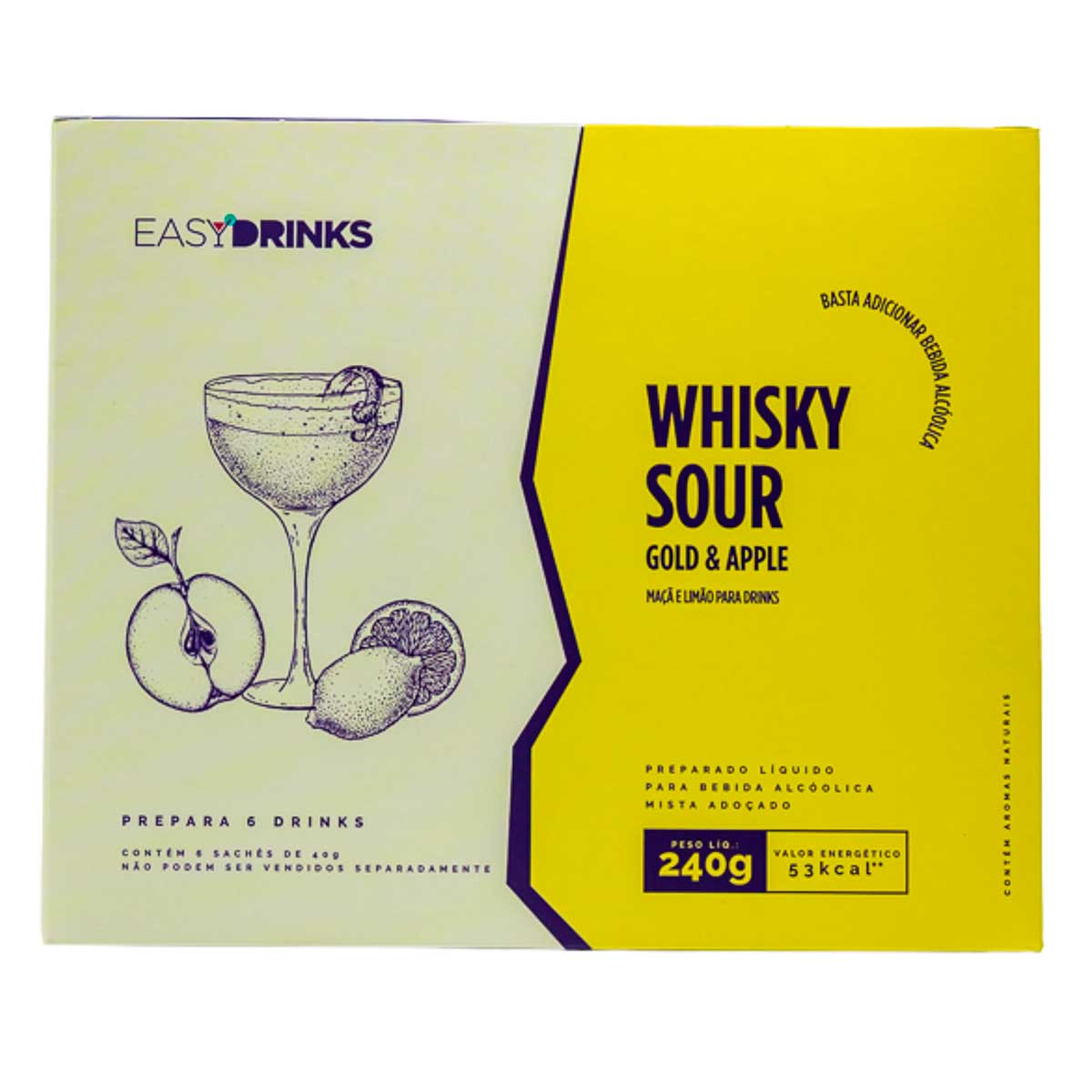 Preparado Líquido para Bebida Alcoólica Whisky Sour Gold & Apple Easy Drinks  240g