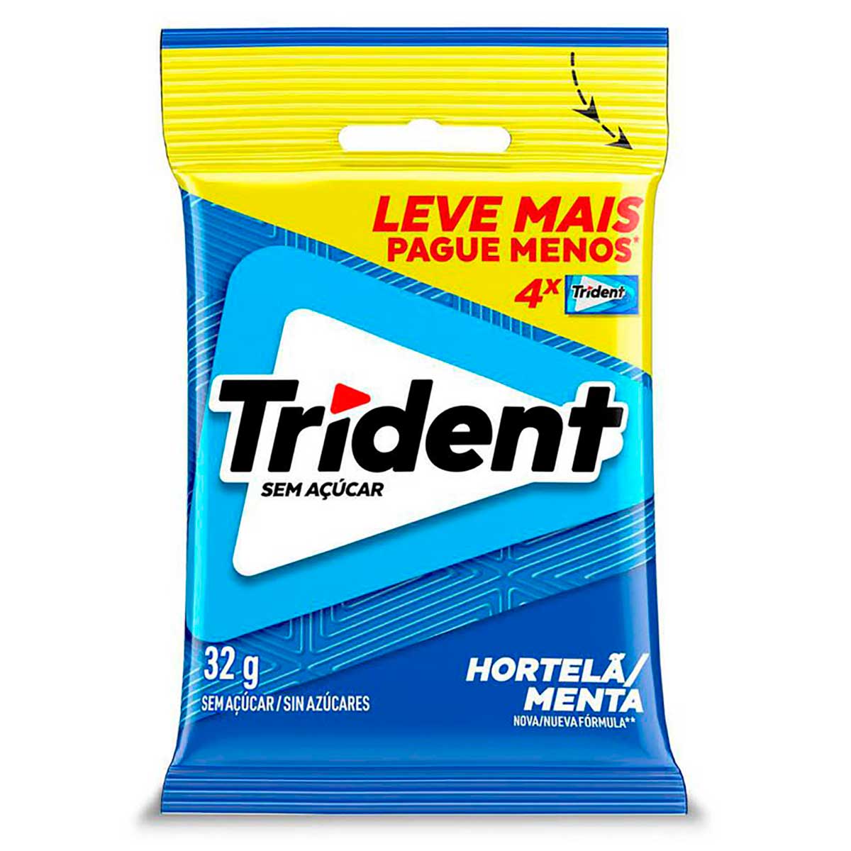 Chiclete Trident Hortelã 32g - Pacote Com 4 embalagens