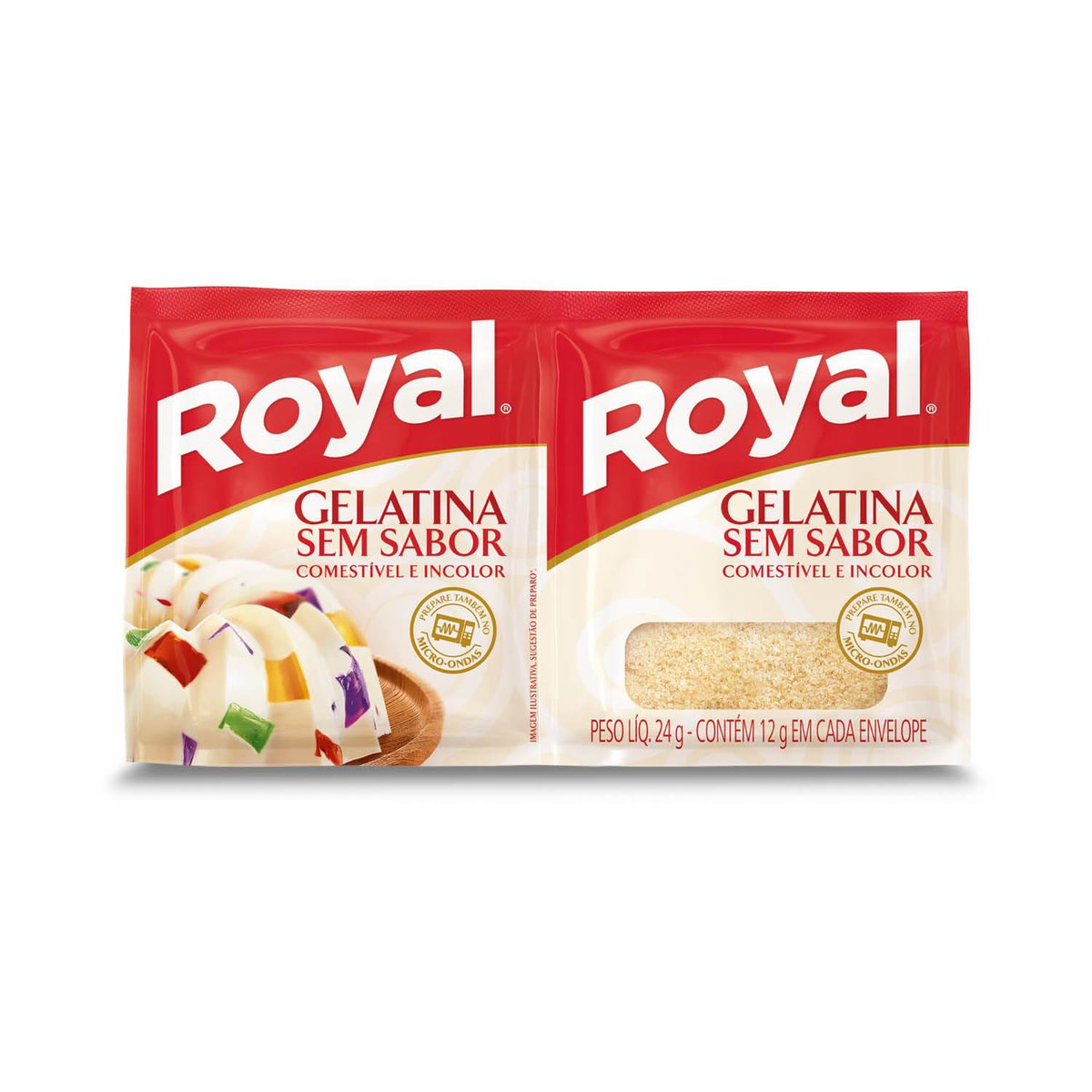 Gelatina em pó Royal sem sabor incolor 24g