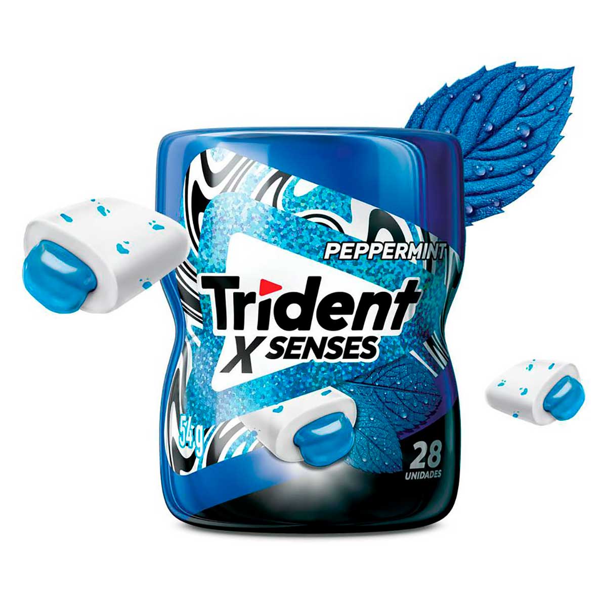 Chiclete Trident XSenses Peppermint Sem Açúcar Garrafa 54g