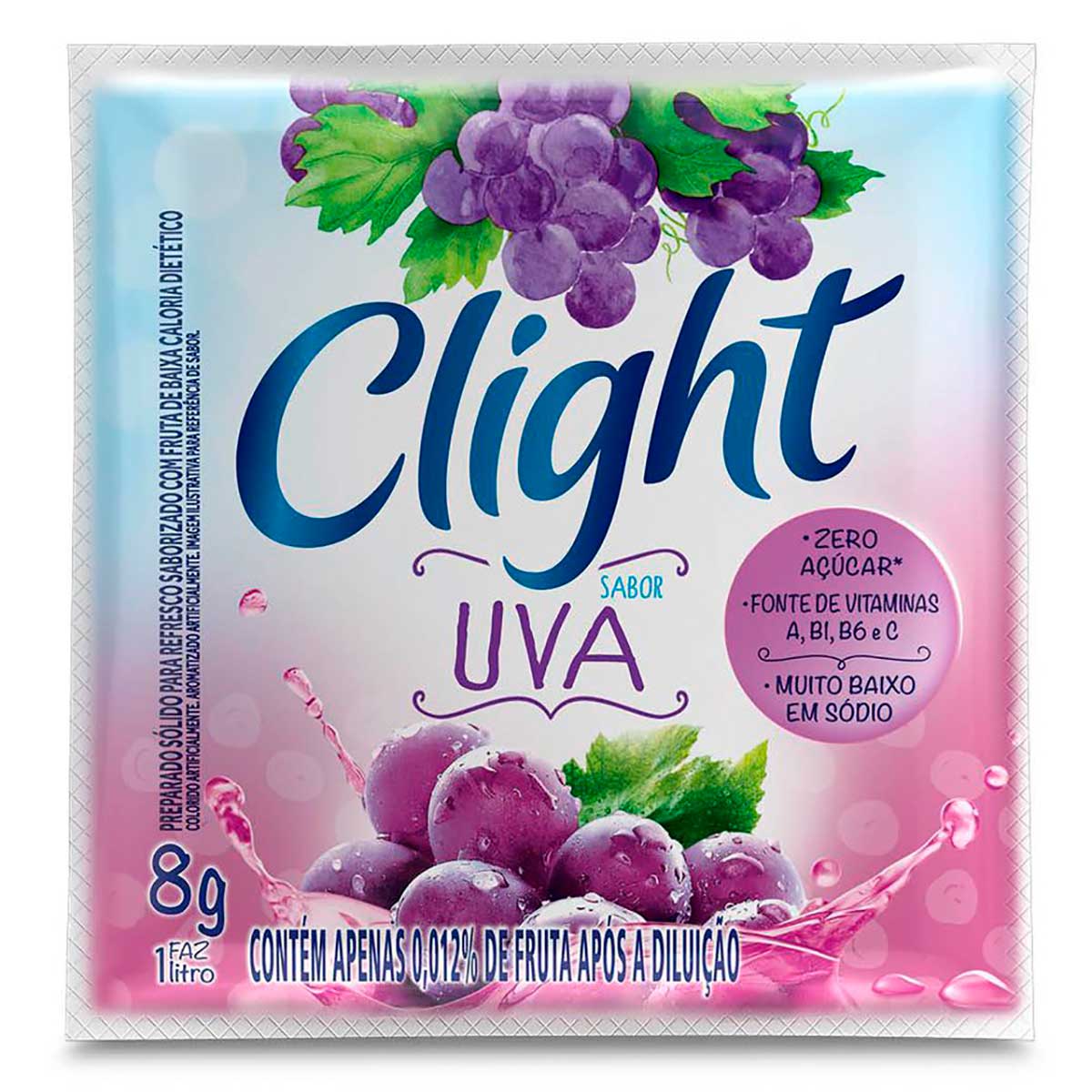 Refresco em pó Clight Sem Açúcar Uva 8g