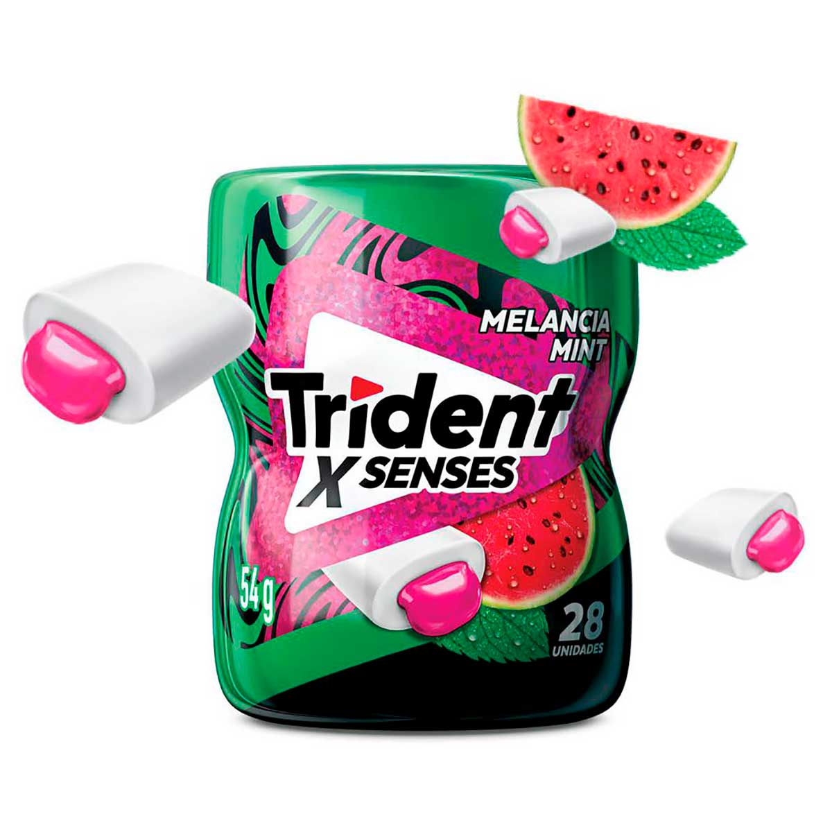 Chiclete Trident XSenses Morango Lime Sem Açúcar Garrafa 54g