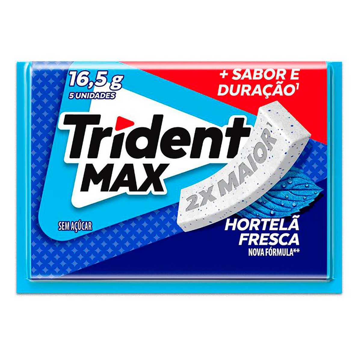 Chiclete Trident Max Hortelã Fresca Sem Açúcar 16g -Embalagem com 5 unid.