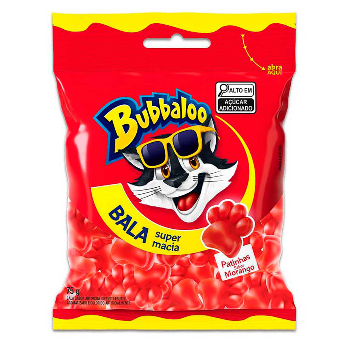 Bala Macia Bubbaloo Morango 75g