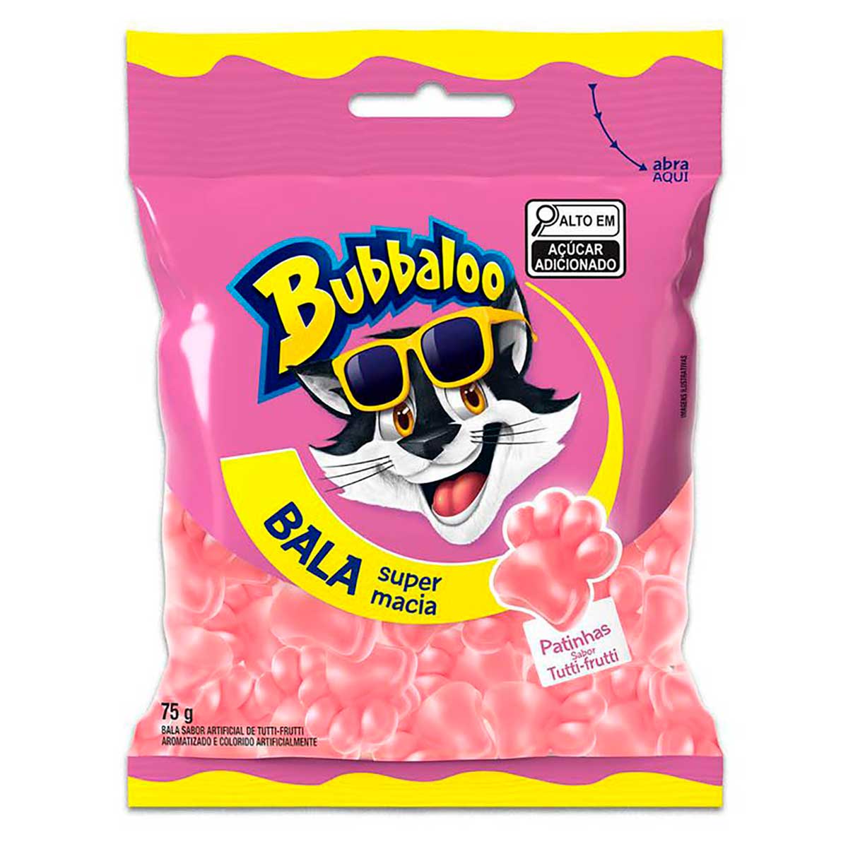 Bala Macia Bubbaloo Tutti-Frutti 75g