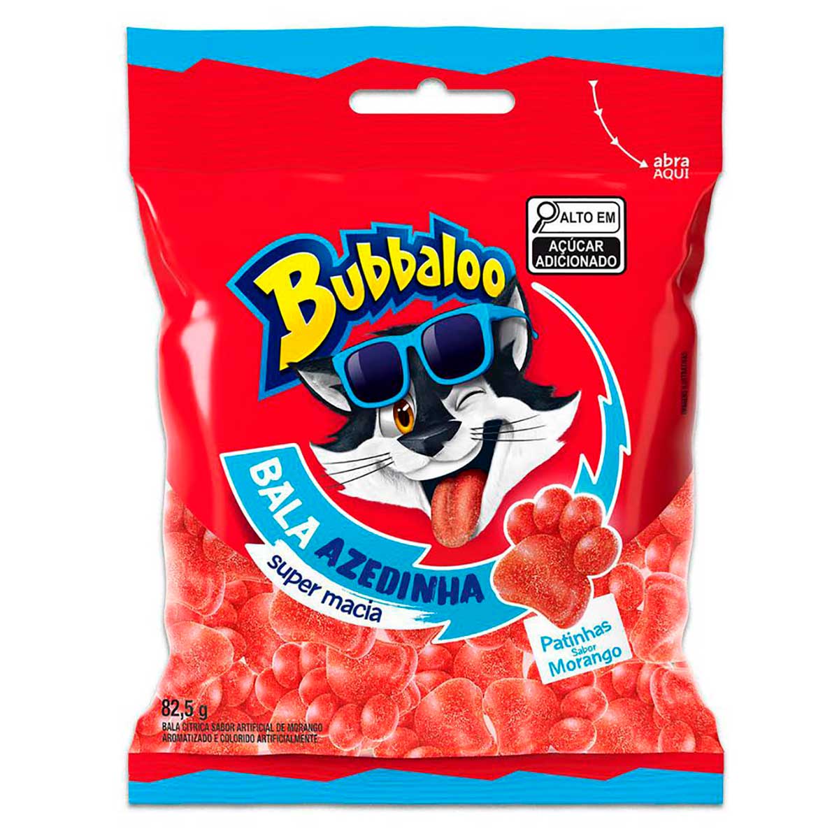 Bala Macia Bubbaloo Morango Azedinha 82,5g