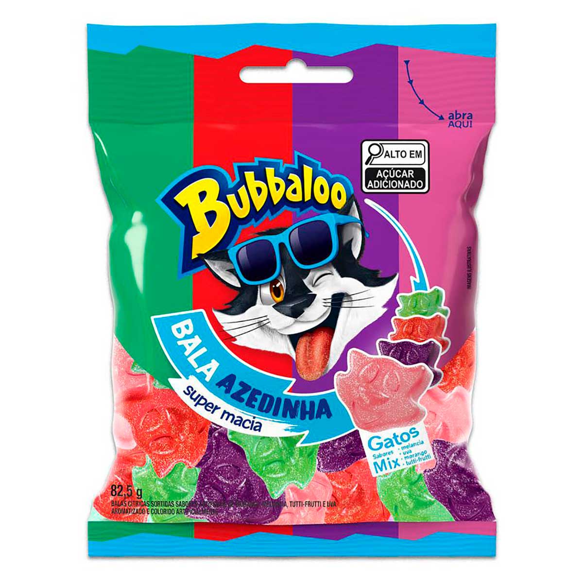 Bala Macia Bubbaloo Mix Azedinha 82,5g