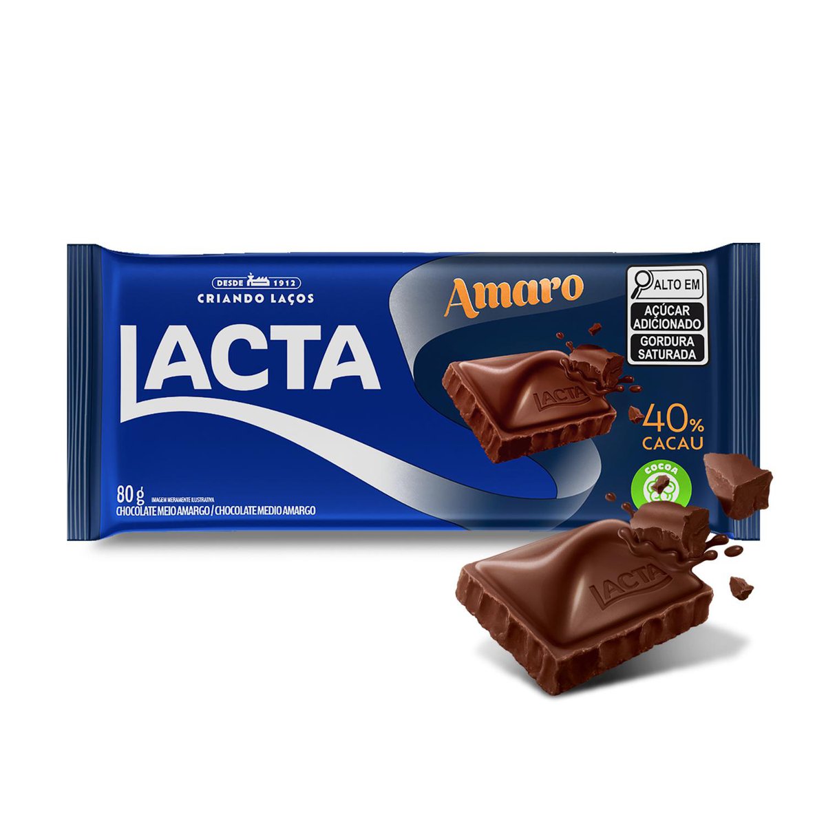 Chocolate Amaro 40% Cacau Barra 80g