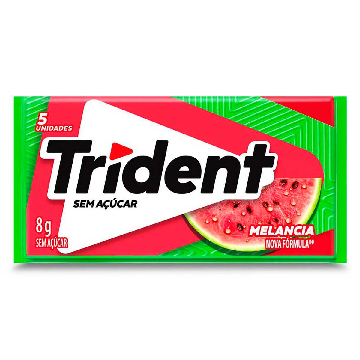 Chiclete Trident Melancia Sem Açúcar 8g - Embalagem com 5 unid.