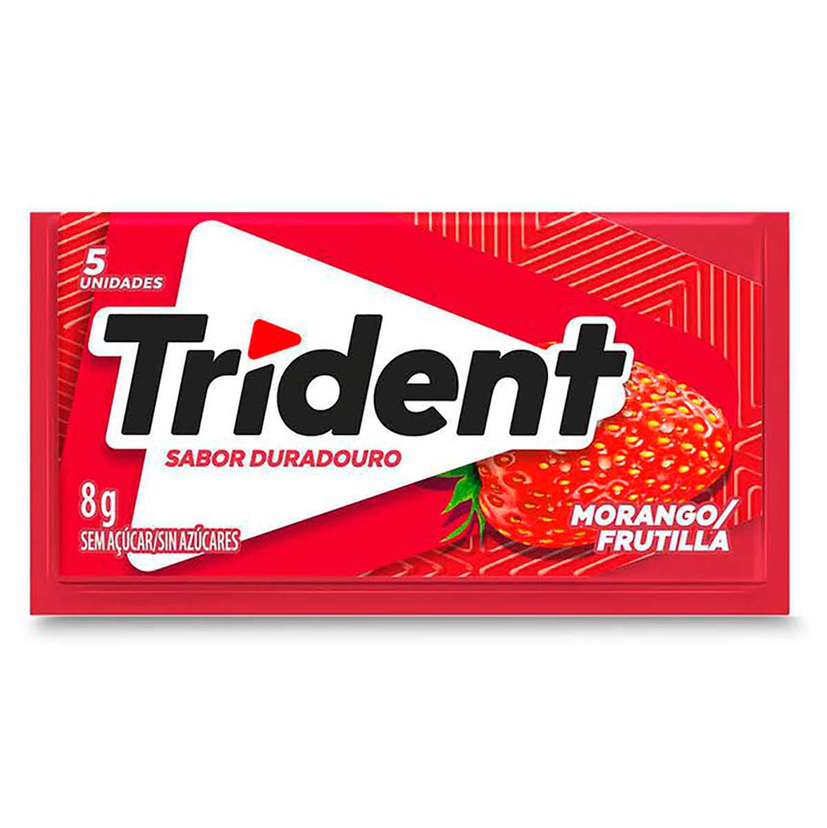 Chiclete Trident Morango Sem Açúcar 8g - Embalagem com 5 unid.