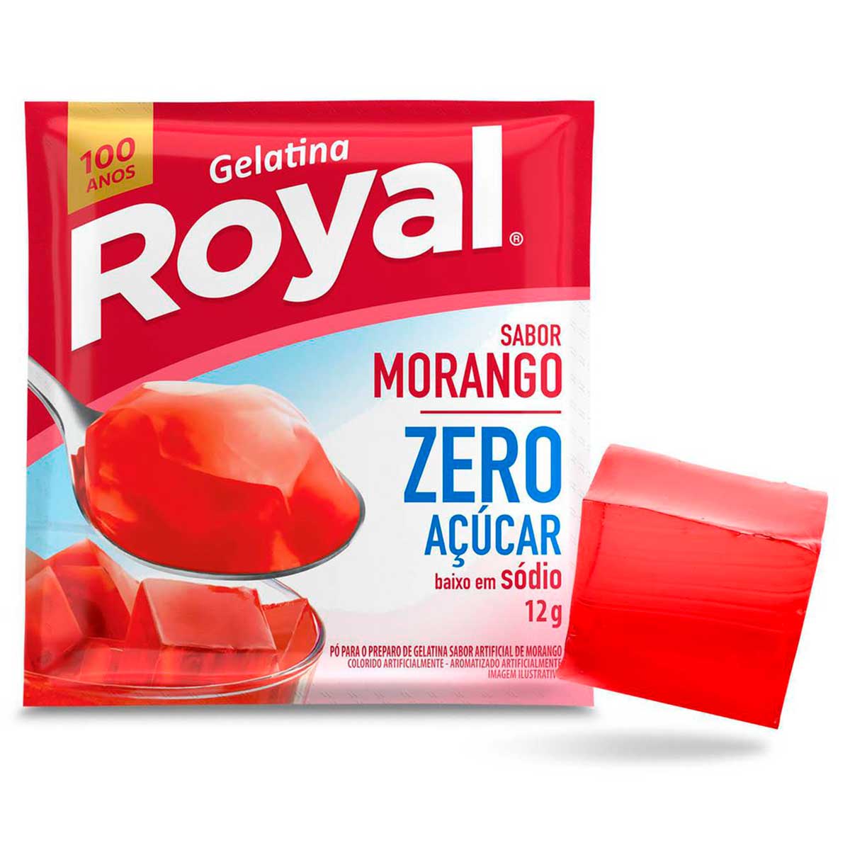 Gelatina em pó Royal zero açucar morango 12g