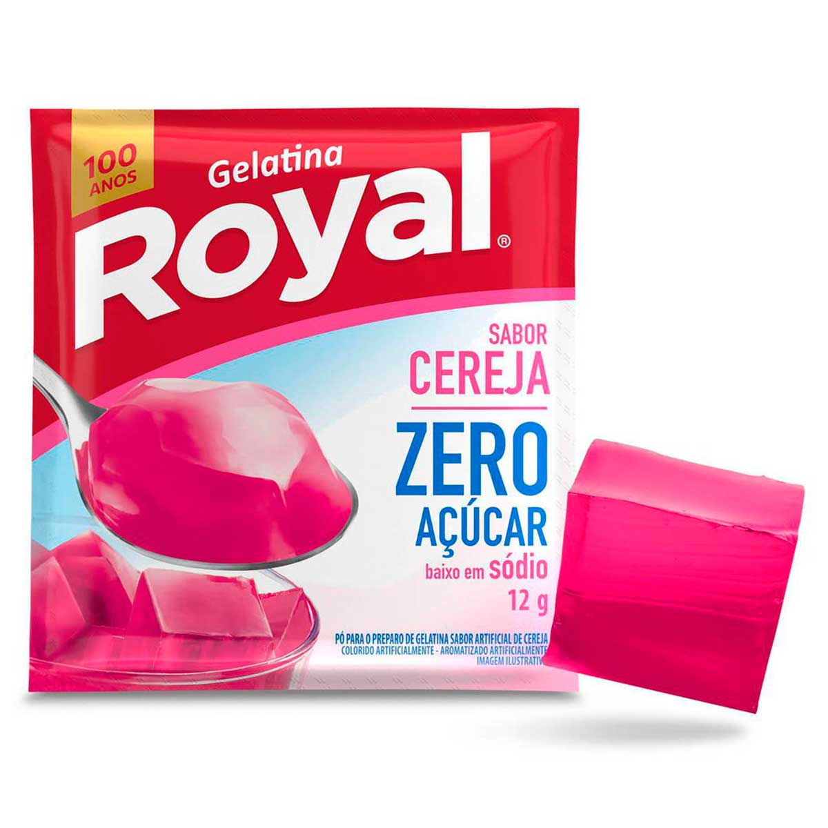 Gelatina em pó Royal zero açúcar cereja 12g