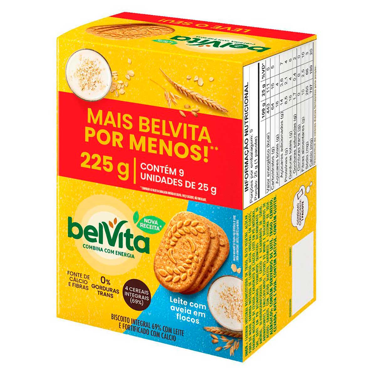 Biscoito BelVita Leite E Aveia Pack Econômico 225g com 9 Unidades de 25g