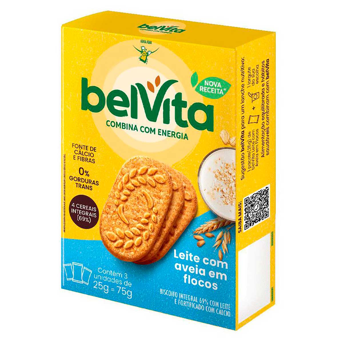 Biscoito BelVita Leite E Aveia Multipack 75g com 3 Unidades de 25g