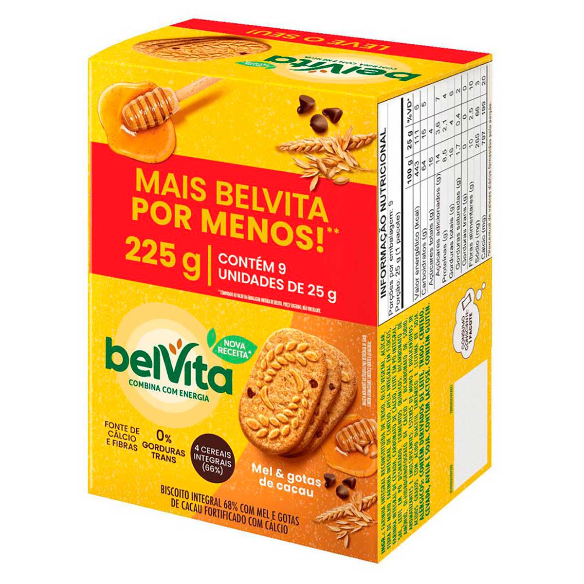 Biscoito BelVita Mel E Cacau Pack Econômico 225g com 9 Unidades de 25g