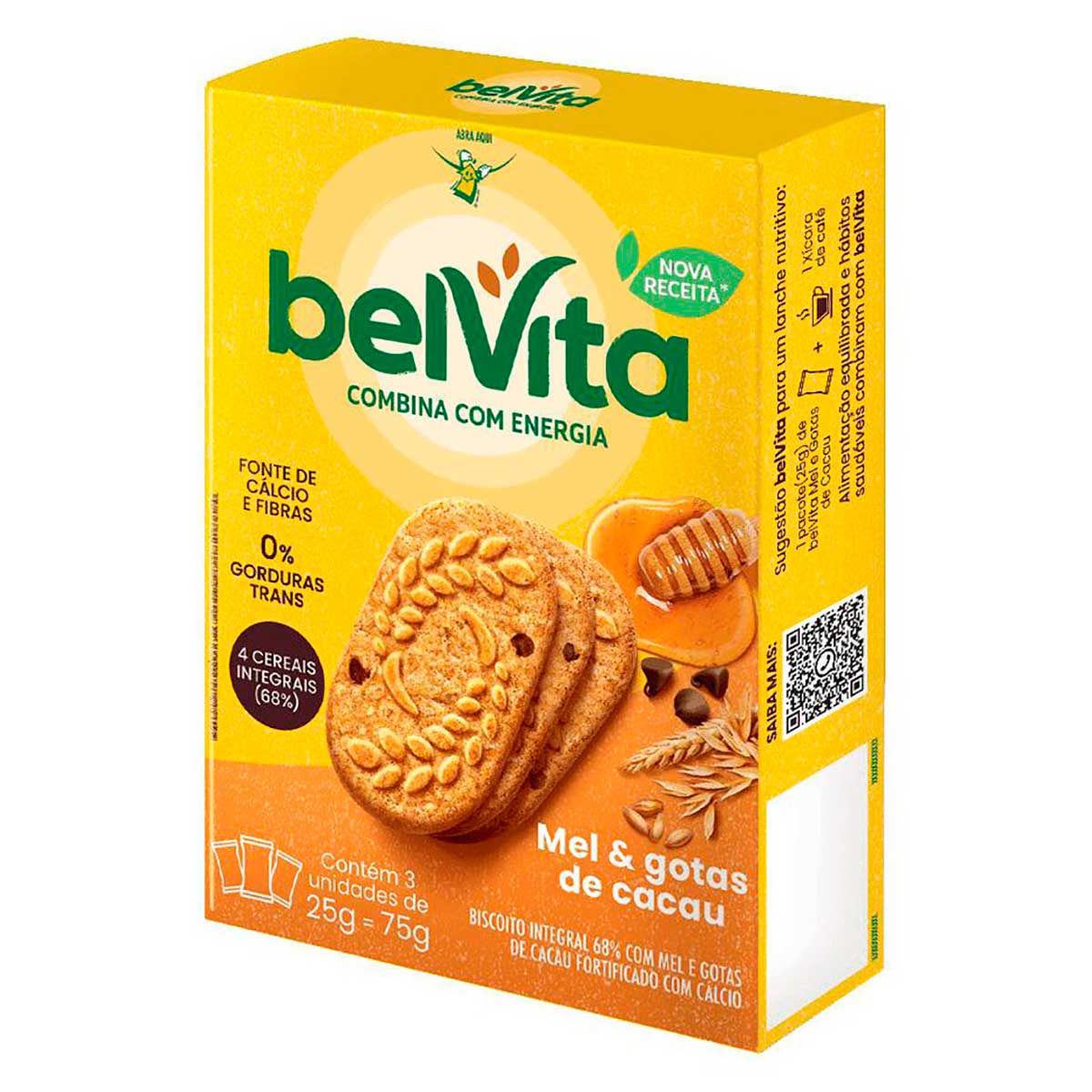 Biscoito BelVita Mel E Cacau Multipack 75g com 3 Unidades de 25g