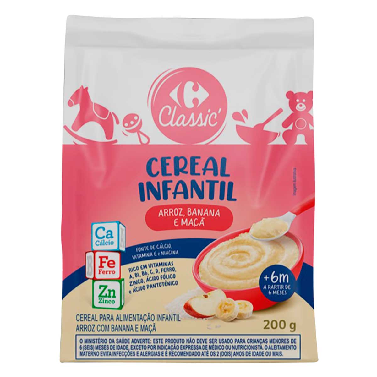 Cereal Infantil Sabor Arroz, Banana e Maçã Carrefour Classic 200g