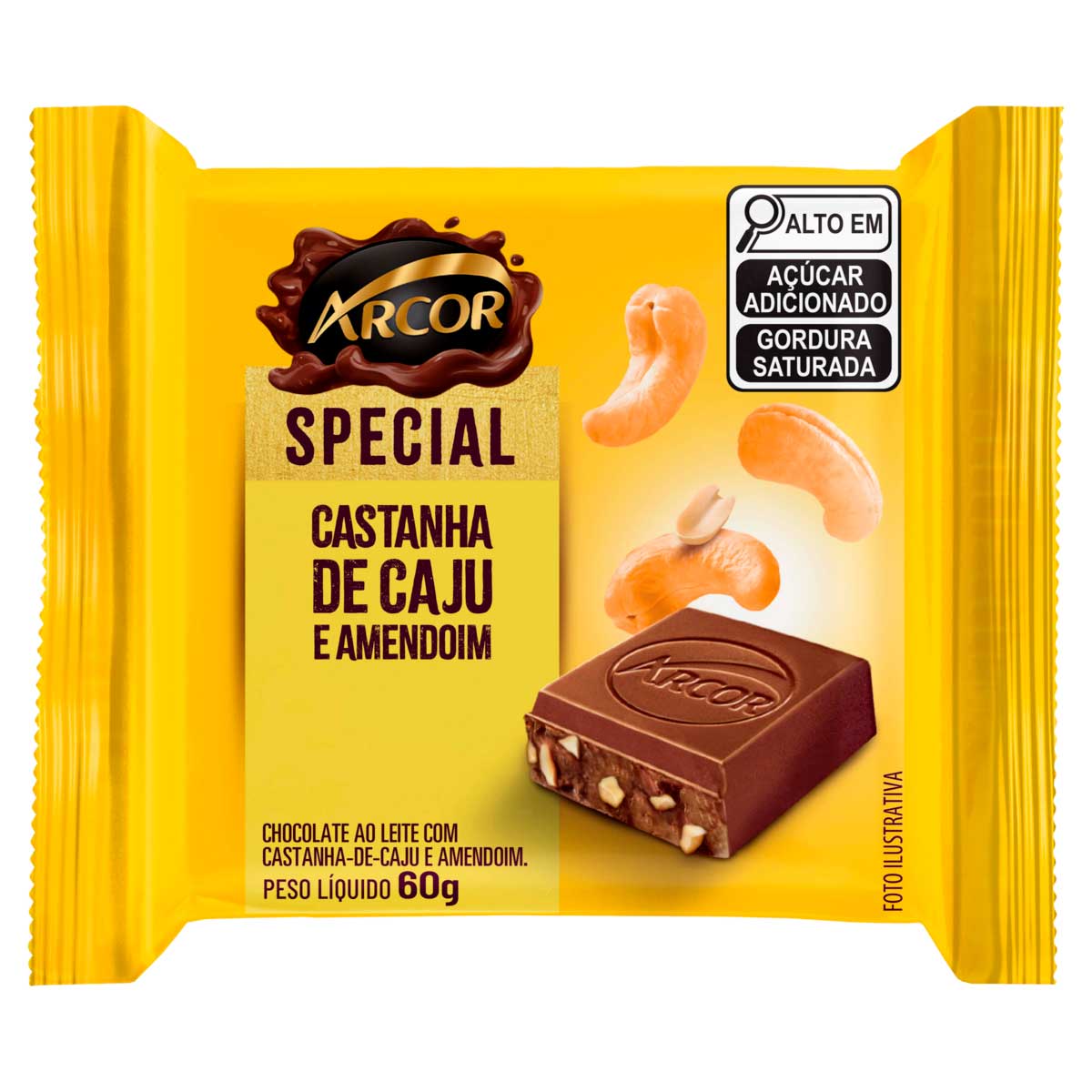 Chocolate ao Leite com Castanha-de-Caju e Amendoim Arcor Special 60g