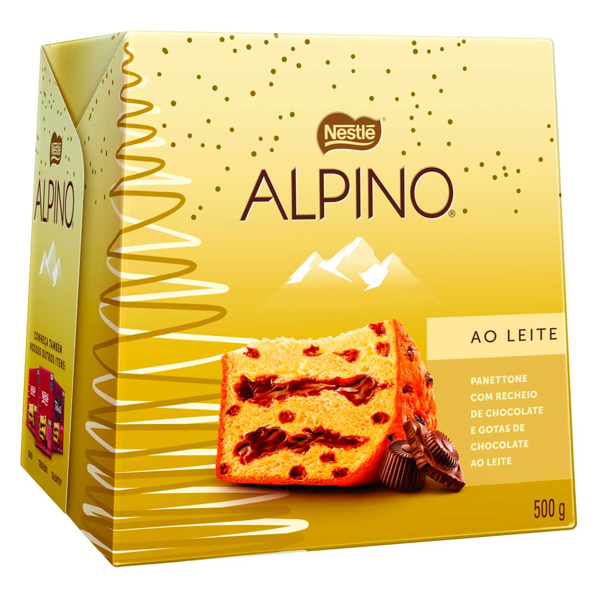 Panetone com Gotas de Chocolate ao Leite Recheio Chocolate Alpino Nestlé 500g