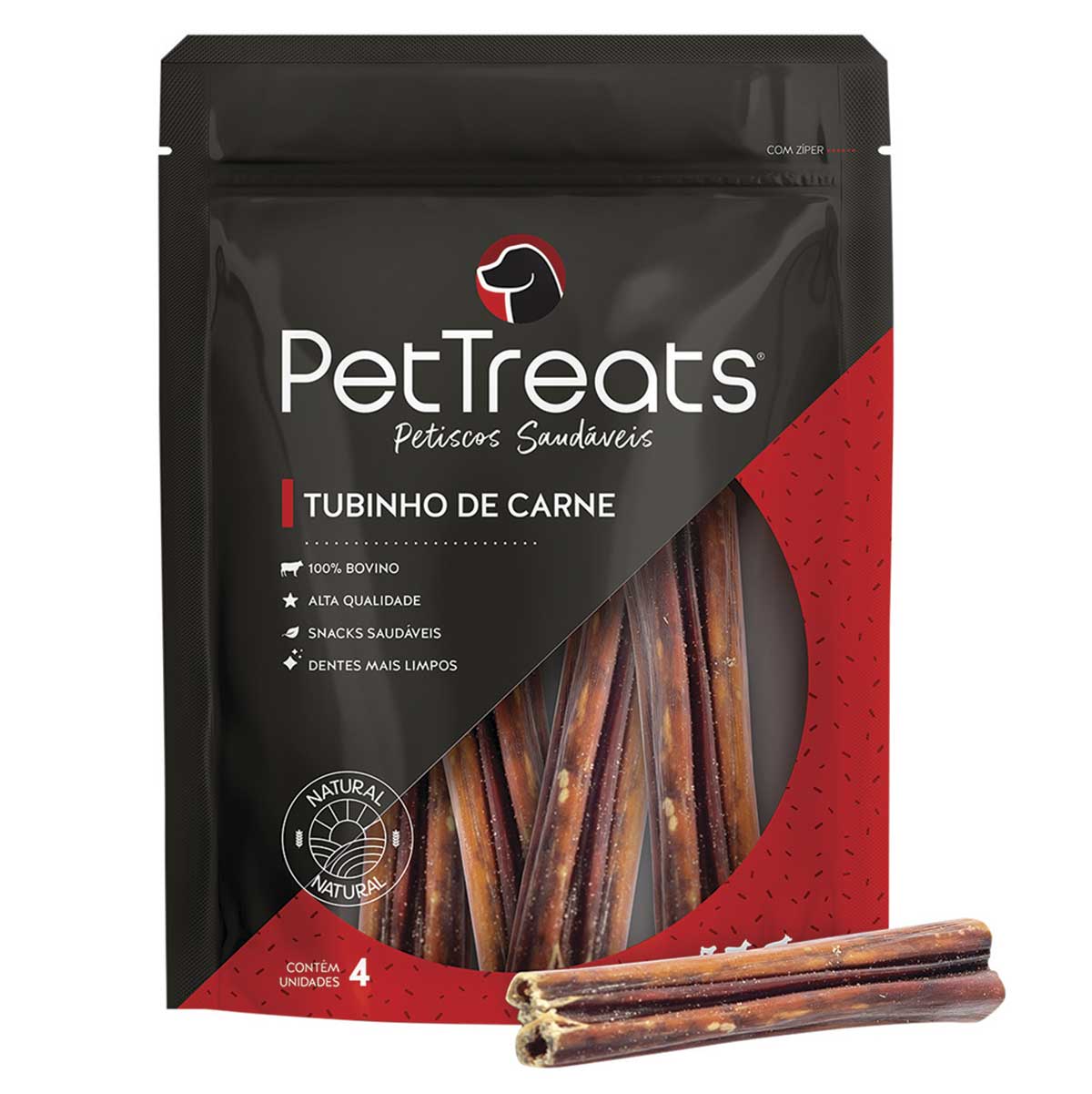 Snack Tubinho Sabor Carne PetTreats 4 Unidades 40g