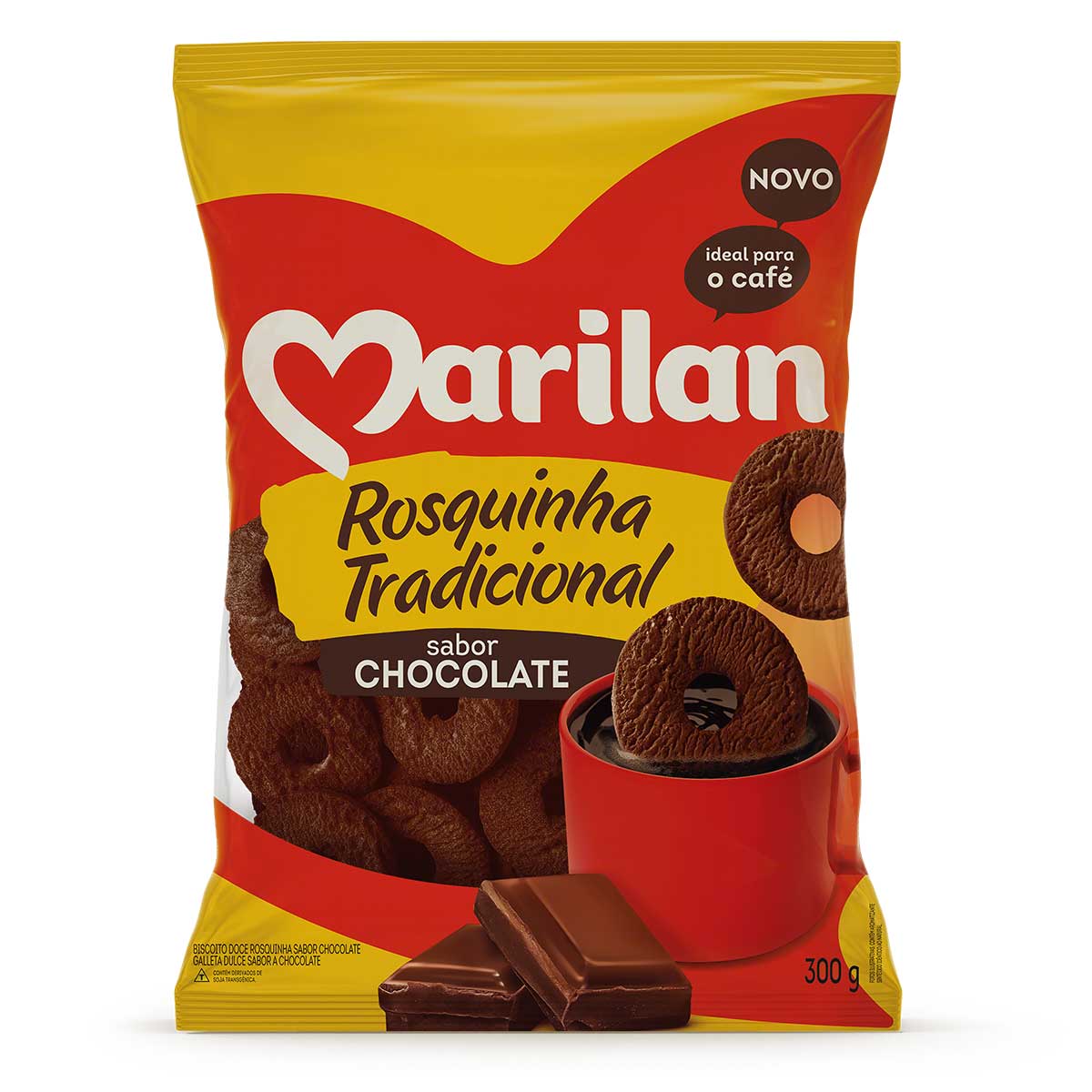 Biscoito Doce Rosquinha Tradicional Chocolate Marilan Pacote 300g