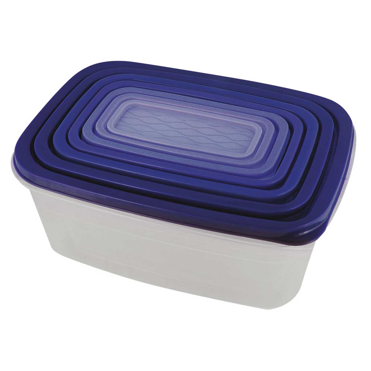 Conjunto de Potes de Plástico Retangular Carrefour Home Azul  HO247841 7 Peças