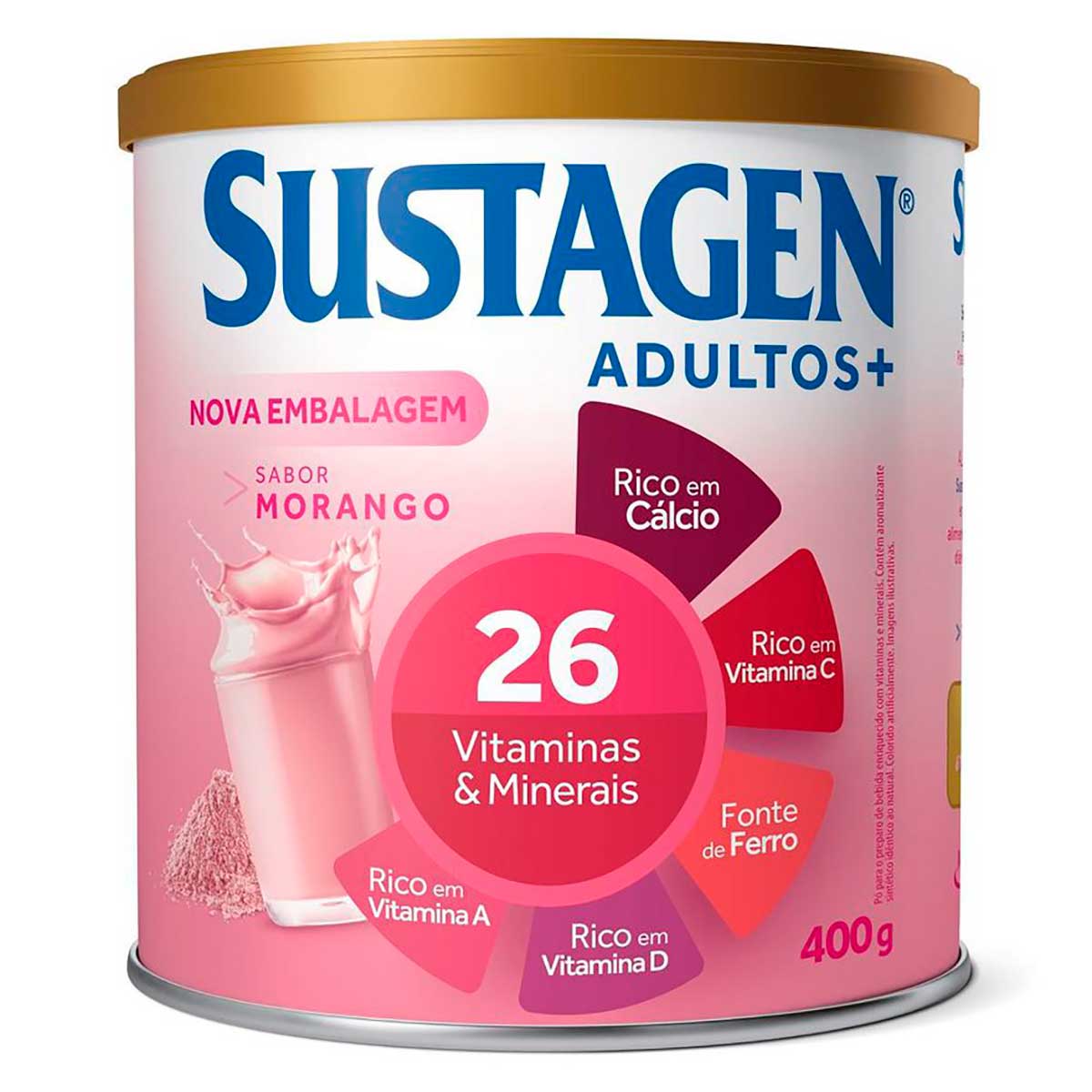 Complemento Alimentar Sustagen Adultos+ Sabor Morango - Lata 400g