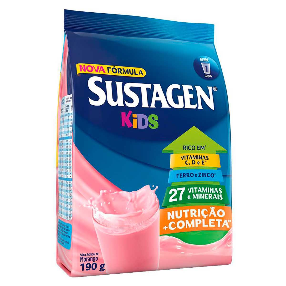 Complemento Alimentar Sustagen Kids Sabor Morango - Sachê 190g