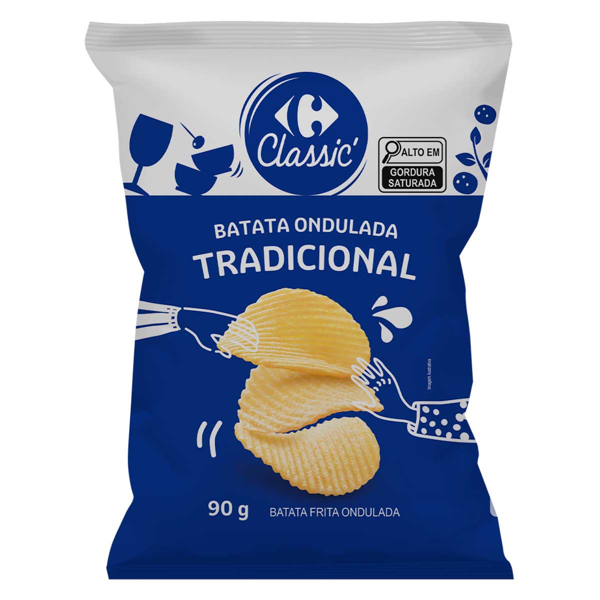 Batata Frita Ondulada Tradicional Carrefour Classic 90 g