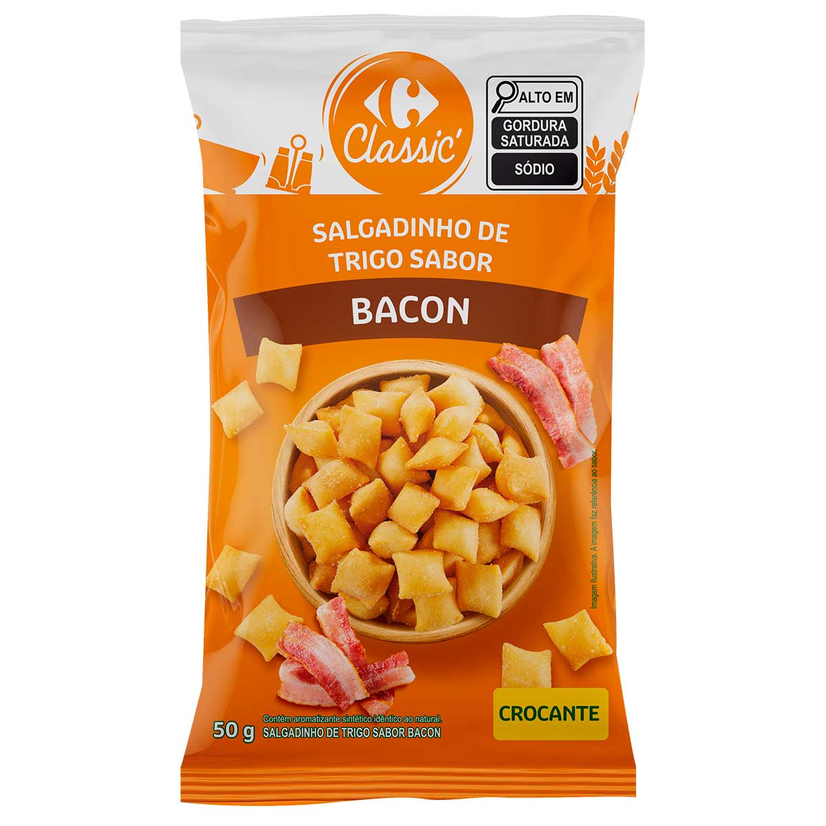 Salgadinho de Trigo Sabor Bacon Carrefour Classic 50g