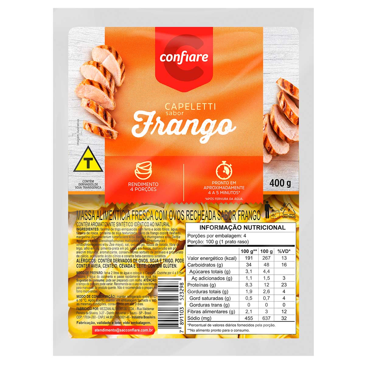 Capeletti Sabor Frango Confiare 400g