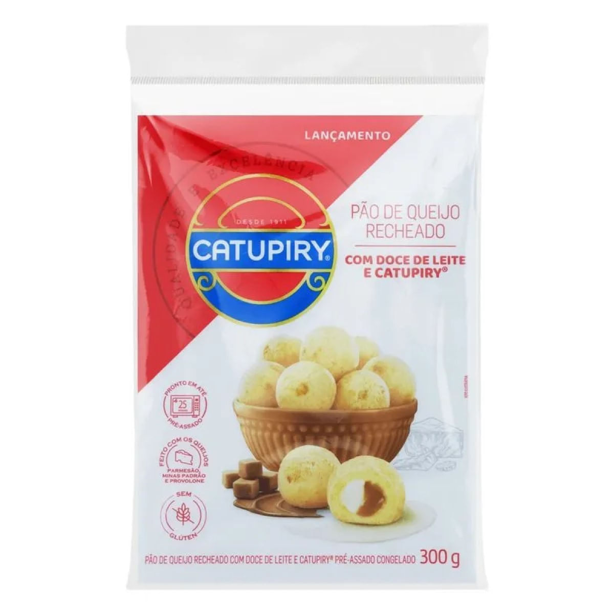 Pão de Queijo Recheado Catupiry com Doce de Leite Recheado Panco 300g