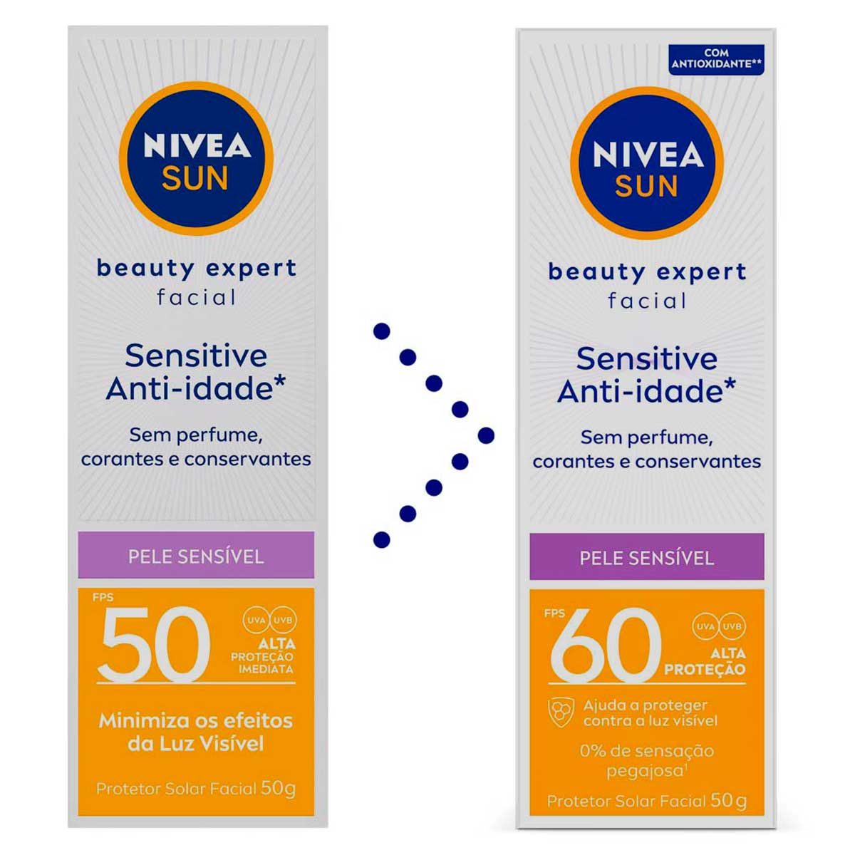 Protetor Solar  FPS 50 Facial Pele Sensível Nivea Sun Beauty Expert 50 g