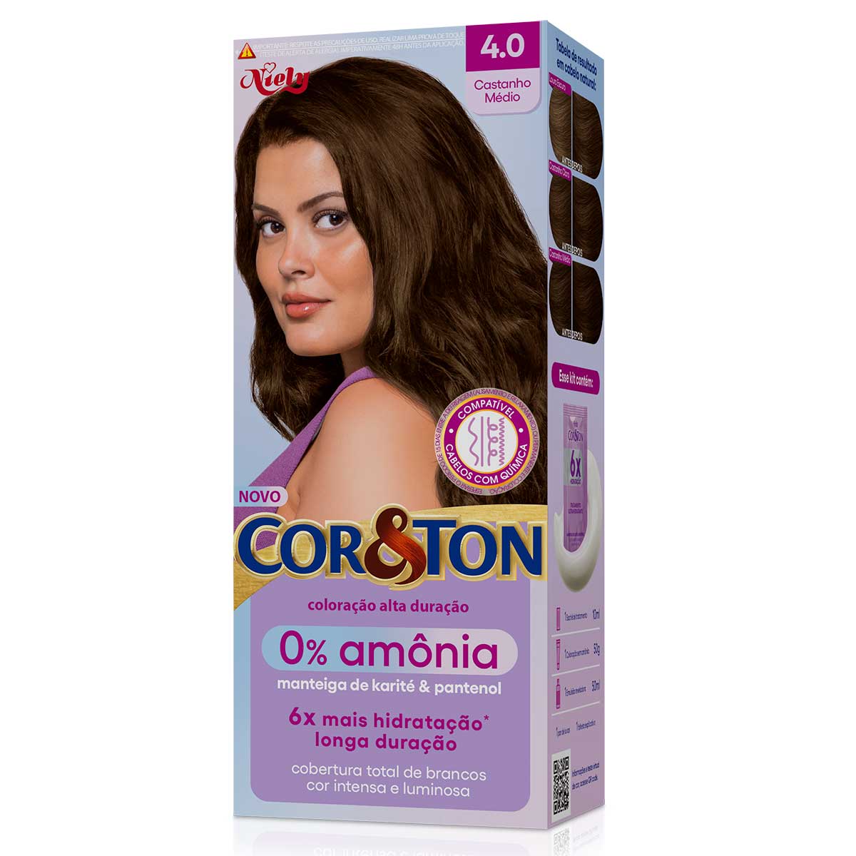 Color Cor Ton Sem Amônia 4.0 Castanho Médio 175g