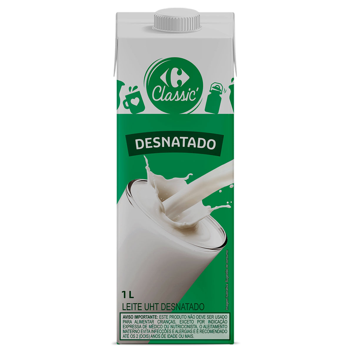 Leite UHT Desnatado Carrefour Classic 1L