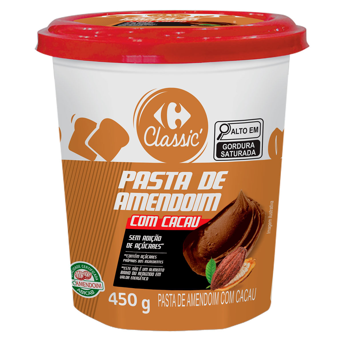 Pasta de Amendoim com Cacau Carrefour Classic 450g