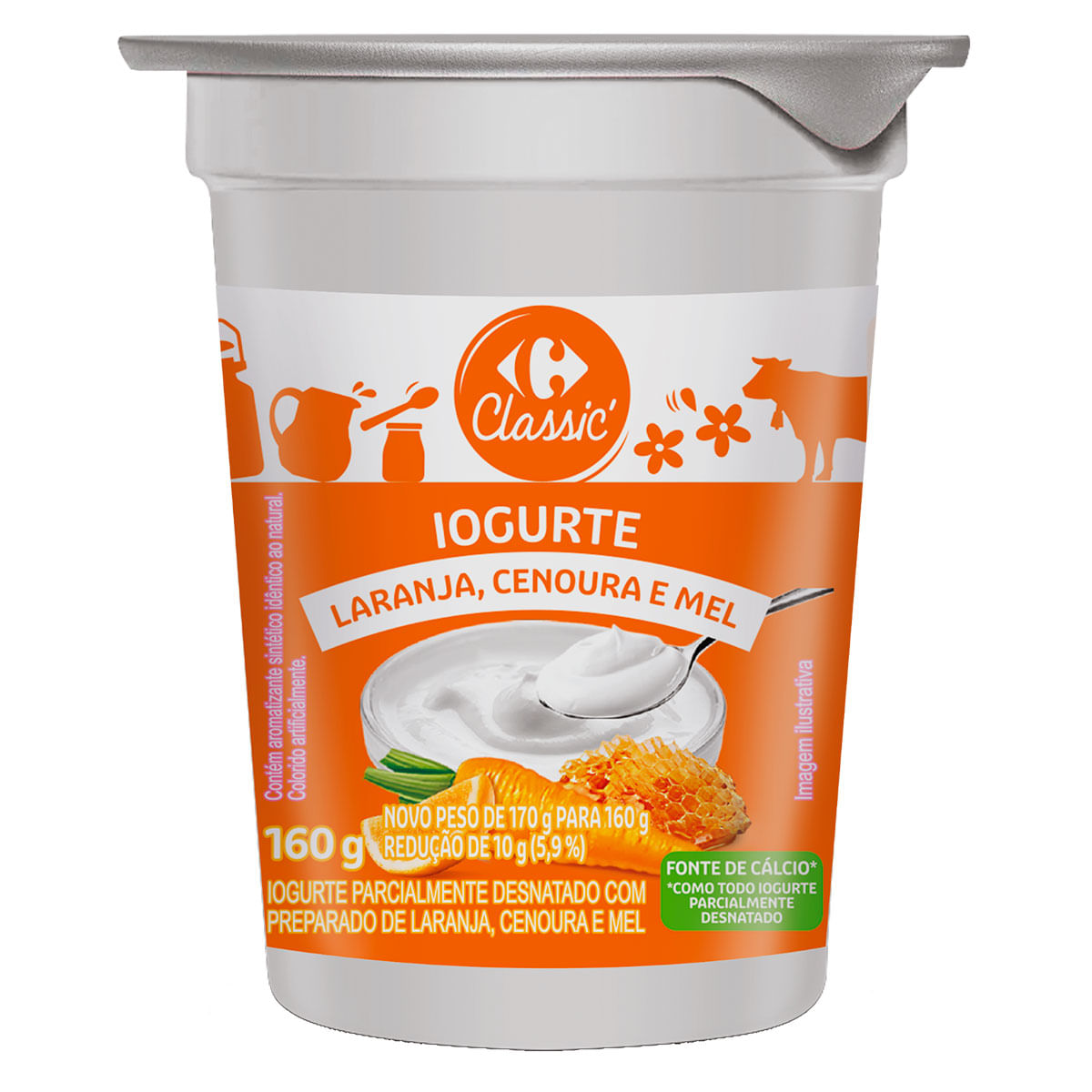 Iogurte Laranja, Cenoura Mel Carrefour Classic 160g