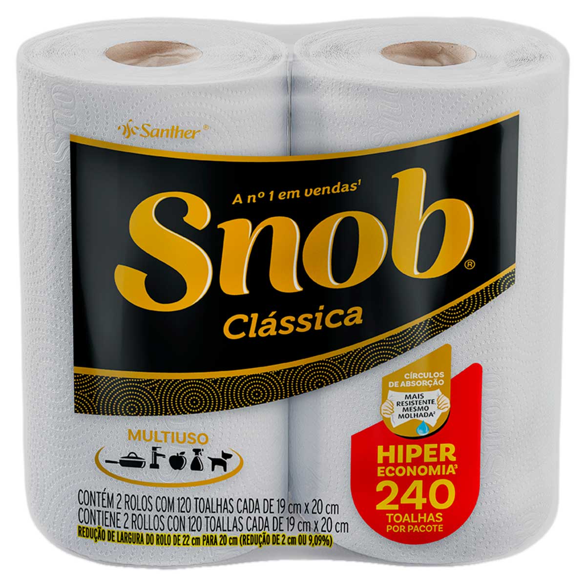 Papel Toalha Snob Folha Dupla Branca Hiper 240 Folhas