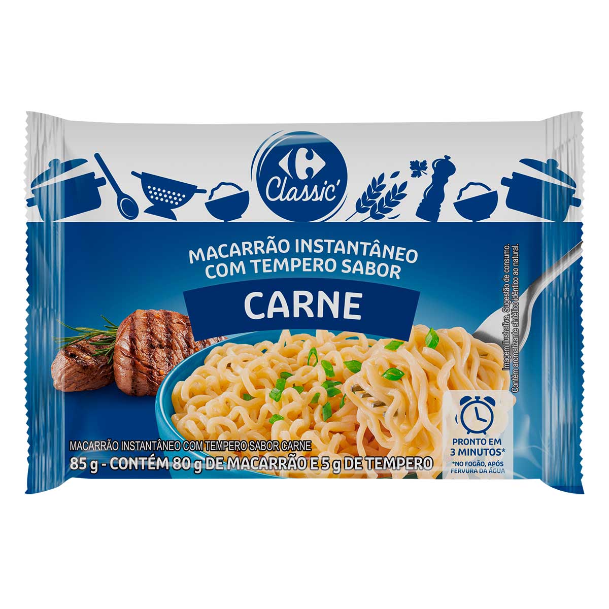 Macarrão Instantâneo Carrefour Sabor Carne 85g