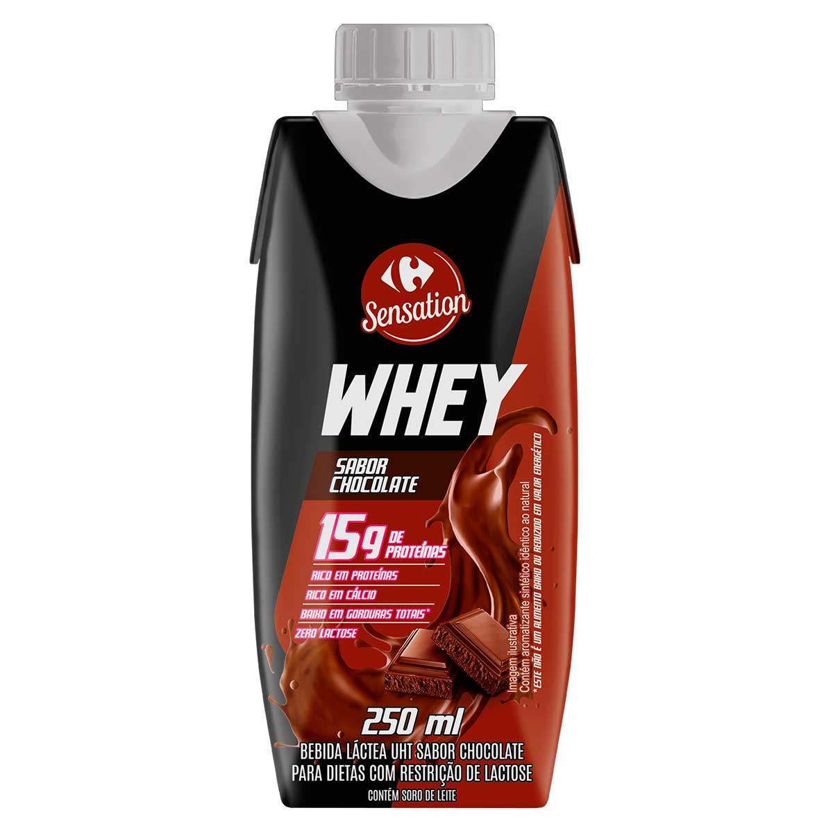 Bebida Láctea 15g Proteínas Sabor Chocolate Carrefour Sensation Whey 250ml